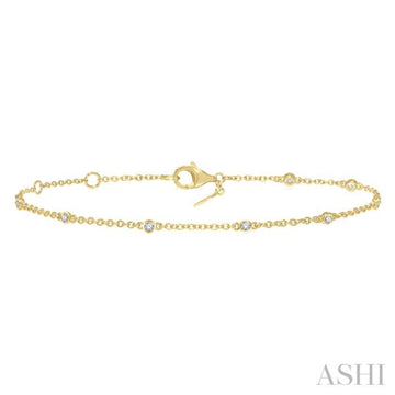 1/6 Ctw Circular Mount Round Cut Diamond Station Bracelet in 10K Yellow Gold